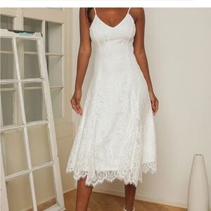 Lulus midi white lace dress